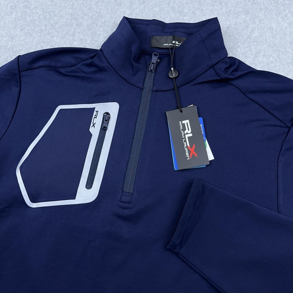 NEW RLX Ralph Lauren Performance‎ Jersey 1/4 Zip Pullover Men's Medium Blue Golf